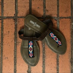 Minnetonka beaded strap sandals